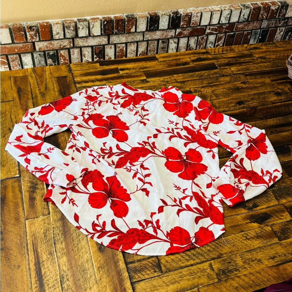 Fashion Nova Vibrant Red Floral Blouse - Picture 7 of 7